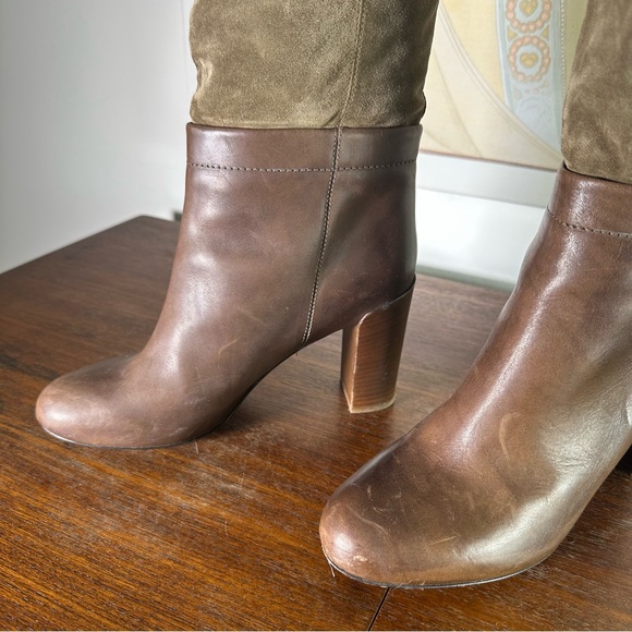 Vince Corrine Brown Tan Soft Suede & Leather Tall Pull On Boot - Picture 6 of 11
